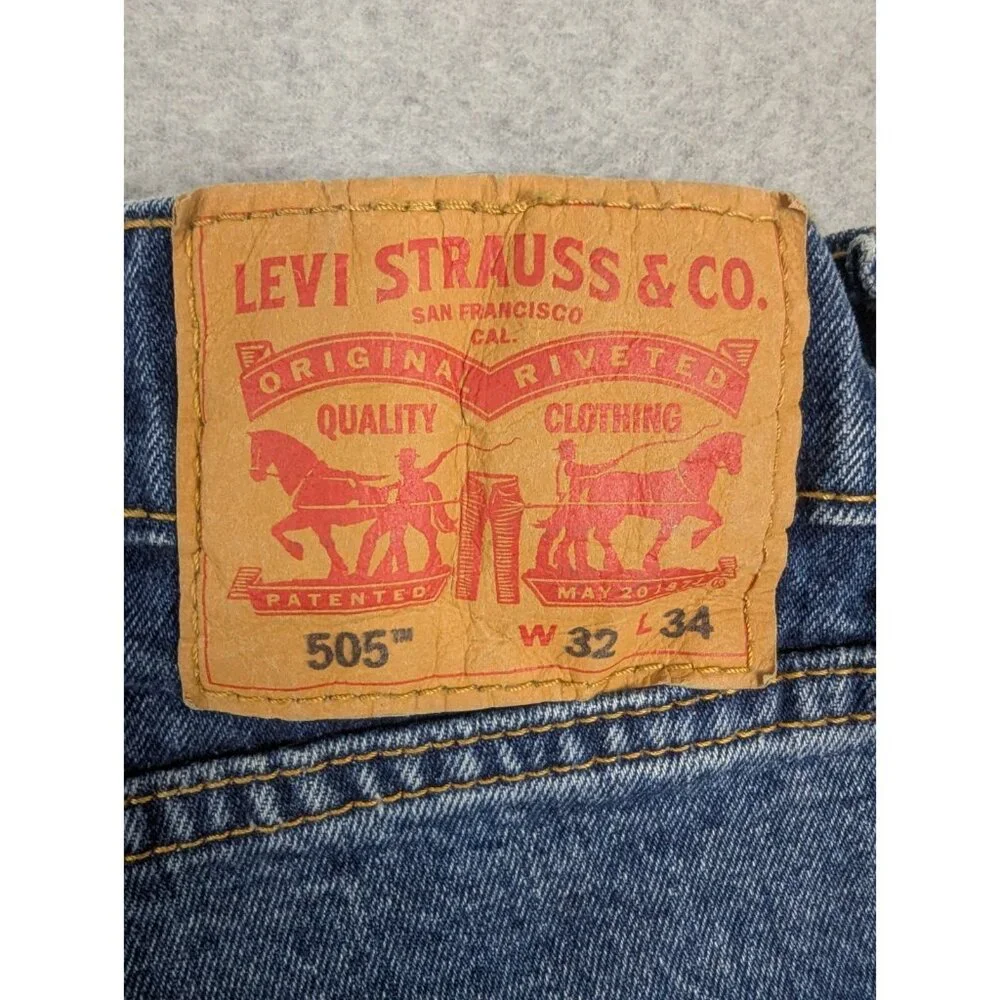 Levis 505 Jeans Mens Size 32x34 Blue Classic Straight Comfort Dark Wash Cowboy